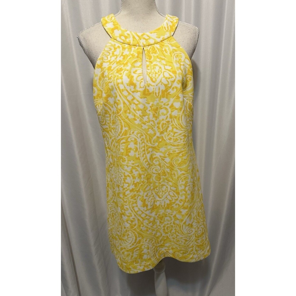 Vince‎ Camuto Dress Size 14 Yellow Sleeveless Halter Keyhole Neck Lined